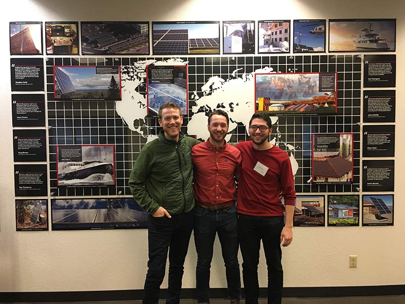Real Goods' Garrett McCutcheon with altE's Nate Dooley and Jacob Solon at an Energy Storage for Solar Professionals training at OutBack Power's facility in Arlington, WA