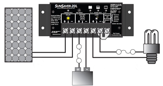 Morningstar SunSaver SS-20L-12V 20A, 12V Solar Charge ... xantrex charge controller wiring diagram 