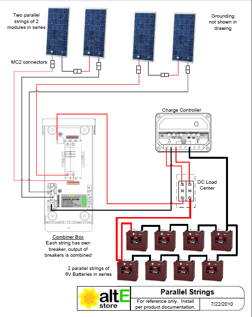 Schematic: Wiring Solar Panels in Series and Parallel | altE